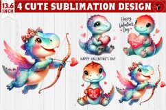 Cute Dino sublimation | Dinosaur clipart | Valentine&#039;s Day Product Image 1