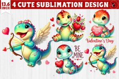 Cute Dino sublimation | Dinosaur clipart | Valentine&#039;s Day Product Image 1
