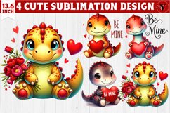 Cute Dino sublimation | Dinosaur clipart | Valentine&#039;s Day Product Image 1