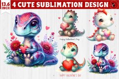 Cute Dino sublimation | Dinosaur clipart | Valentine&#039;s Day Product Image 1