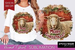 Vintage Christmas Sublimation, Xmas Round Tshirt Background Product Image 1