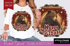 Vintage Christmas Sublimation, Xmas Round Tshirt Background Product Image 1