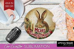 Vintage Christmas Car Coaster PNG - Xmas Coaster Sublimatoin Product Image 1