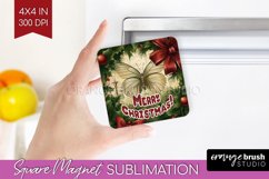 Vintage Christmas Magnet Sublimation - Retro Xmas Magnet PNG Product Image 1