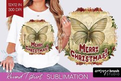 Vintage Christmas Sublimation, Xmas Round Tshirt Background Product Image 1
