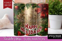Vintage Christmas Tumbler Wrap - Xmas Tumbler Sublimation Product Image 1