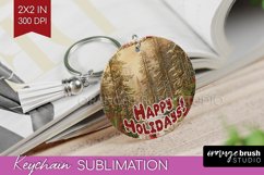 Vintage Christmas Keychain PNG - Xmas Keychain Sublimation Product Image 1