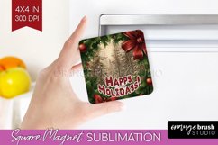 Vintage Christmas Magnet Sublimation - Retro Xmas Magnet PNG Product Image 1