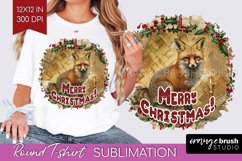 Vintage Christmas Sublimation, Xmas Round Tshirt Background Product Image 1