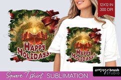 Vintage Christmas Sublimation, Xmas Square Tshirt Background Product Image 1