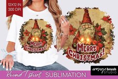 Vintage Christmas Sublimation, Xmas Round Tshirt Background Product Image 1