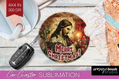 Vintage Christmas Car Coaster PNG - Xmas Coaster Sublimatoin Product Image 1