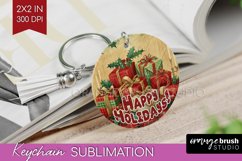 Vintage Christmas Keychain PNG - Xmas Keychain Sublimation Product Image 1