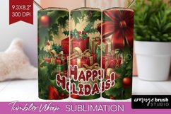 Vintage Christmas Tumbler Wrap - Xmas Tumbler Sublimation Product Image 1