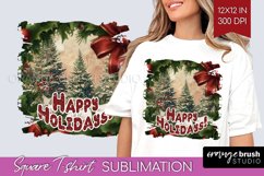 Vintage Christmas Sublimation, Xmas Square Tshirt Background Product Image 1