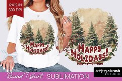 Vintage Christmas Sublimation, Xmas Round Tshirt Background Product Image 1