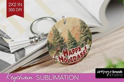 Vintage Christmas Keychain PNG - Xmas Keychain Sublimation Product Image 1