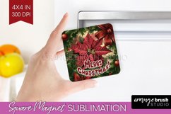Vintage Christmas Magnet Sublimation - Retro Xmas Magnet PNG Product Image 1
