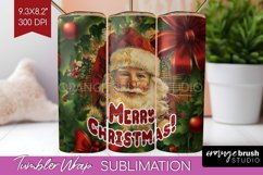 Vintage Christmas Tumbler Wrap - Xmas Tumbler Sublimation Product Image 1
