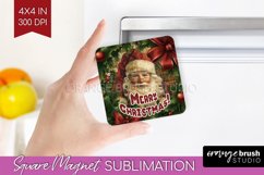 Vintage Christmas Magnet Sublimation - Retro Xmas Magnet PNG Product Image 1