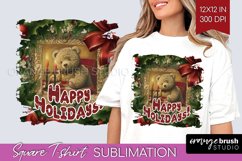 Vintage Christmas Sublimation, Xmas Square Tshirt Background Product Image 1