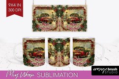 Vintage Christmas Mug Wrap - Retro Xmas 15Oz Mug Sublimation Product Image 1