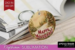 Vintage Christmas Keychain PNG - Xmas Keychain Sublimation Product Image 1