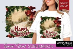 Vintage Christmas Sublimation, Xmas Square Tshirt Background Product Image 1