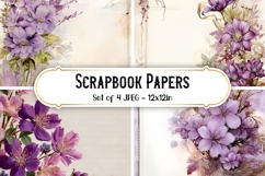 4 Vintage Mauve Flower Scrapbook Paper Backgrounds