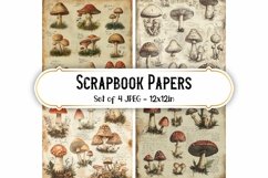 4 Vintage Mushroom Backgrounds Scrapbook papers