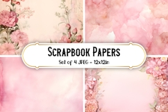 4 Vintage Pink Scrapbook Paper Backgrounds
