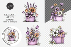 Watercolor Floral Gift Box Clipart Product Image 1