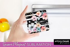 Pink Flowers Magnet Sublimation - Watercolor Magnet Design Product Image 1