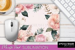 Floral Mouse Pad PNG - Pink Flowers Mousepad Sublimation Product Image 1
