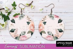 Watercolor Flowers Earrings, Pink Floral Earring Sublimation Product Image 1