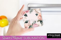 Pink Flowers Magnet Sublimation - Watercolor Magnet Design Product Image 1
