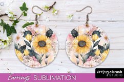 Watercolor Flowers Earrings, Pink Floral Earring Sublimation Product Image 1