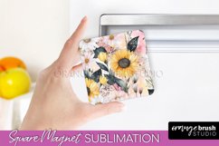 Pink Flowers Magnet Sublimation - Watercolor Magnet Design Product Image 1