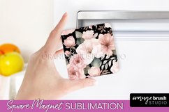Pink Flowers Magnet Sublimation - Watercolor Magnet Design Product Image 1
