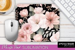 Floral Mouse Pad PNG - Pink Flowers Mousepad Sublimation Product Image 1