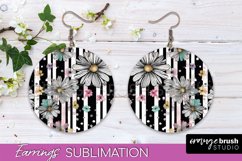 Watercolor Flowers Earrings, Pink Floral Earring Sublimation Product Image 1