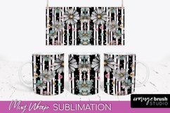 Pink Watercolor Flowers Mug Wrap - Floral Mug Sublimation Product Image 1