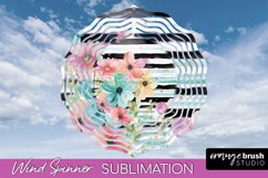 Pink Flowers Wind Spinner - Summer Wind Spinner Sublimation Product Image 1