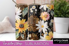 Floral Tumbler Wrap - Pink Flowers Watercolor Tumbler PNG Product Image 1