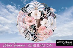 Pink Flowers Wind Spinner - Summer Wind Spinner Sublimation Product Image 1