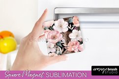 Pink Flowers Magnet Sublimation - Watercolor Magnet Design Product Image 1