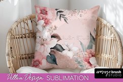 Watercolor Flowers Pillow Cover - Summer Pillow Sublimation Product Image 1