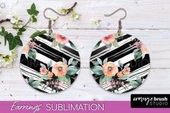 Watercolor Flowers Earrings, Pink Floral Earring Sublimation Product Image 1