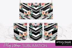 Pink Watercolor Flowers Mug Wrap - Floral Mug Sublimation Product Image 1