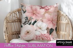 Watercolor Flowers Pillow Cover - Summer Pillow Sublimation Product Image 1